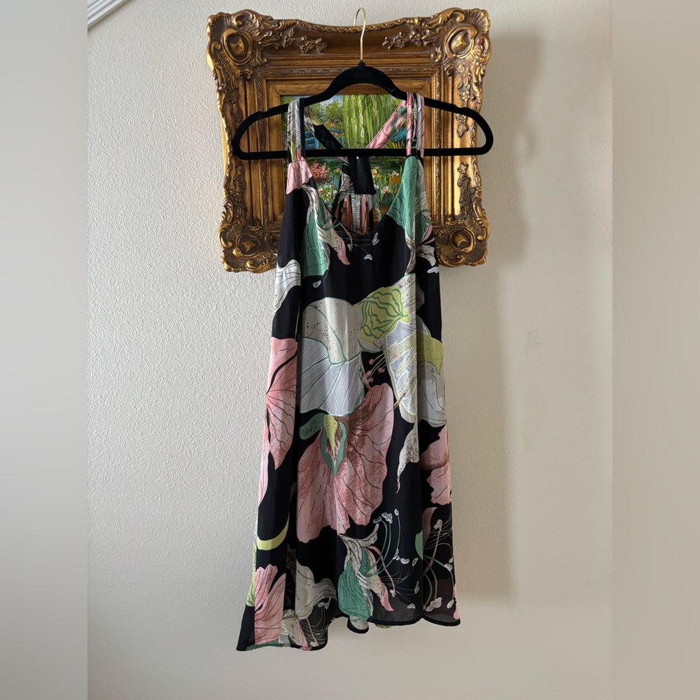 Entro Black and Green Floral Dress